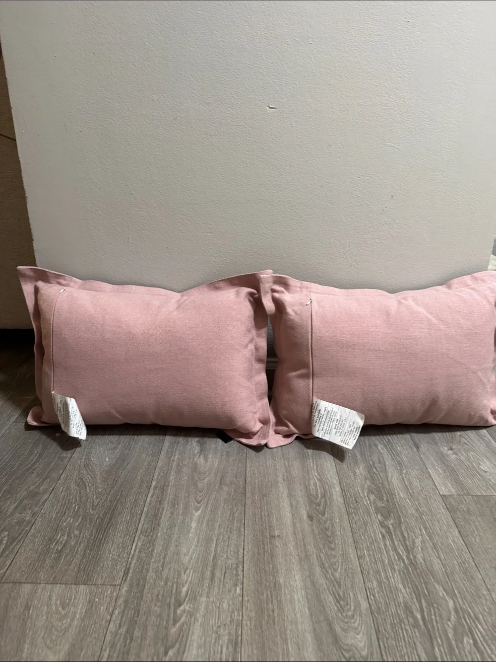 bebe Pink Rectangular Accent Pillows with Gold Stud Trim (Pair)